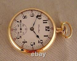 103 YEARS OLD HAMILTON 974 17j 14k GOLD FILLED OPEN FACE 16s POCKET WATCH