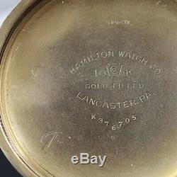 10k Gold 1914 Hamilton 21 Jewel RAILROAD Grade 992 Pocket Watch Boxcar Dial NICE
