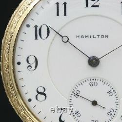 10k Gold 1915 HAMILTON 17 Jewel Grade 956 RR Style Pocket Watch Large 16s NICE