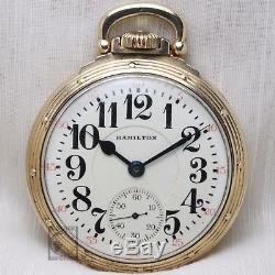 10k Gold HAMILTON 992B 21 Jewel Mechanical Pocket Watch OF 16s Railroad Grade
