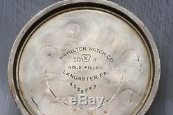 10k Gold HAMILTON 992B 21 Jewel Mechanical Pocket Watch OF 16s Railroad Grade