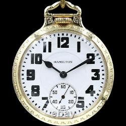 10k Gold Hamilton 992E ELINVAR 21 Ruby Jewels RAILROAD Grade Pocket Watch 16s