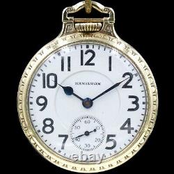 10k Gold Hamilton 992E ELINVAR 21 Ruby Jewels RAILROAD Grade Pocket Watch 16s