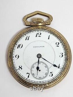 10kt Gold filled hamilton pocket watch. Second hand missing. 992 movement