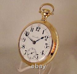 111 YEARS OLD HAMILTON 946 23j 14k GOLD FILLED SIZE 18s RAILROAD POCKET WATCH