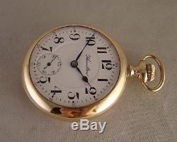 112 YEARS OLD HAMILTON 940 21j 10k GOLD FILLED OPEN FACE 18s RR POCKET WATCH