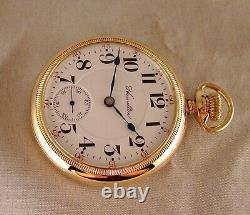 112 YEARS OLD HAMILTON 940 21j 10k GOLD FILLED OPEN FACE 18s RR POCKET WATCH