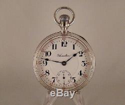 113 YEARS OLD HAMILTON 940 21j COIN SILVER OPEN FACE SIZE 18s RR POCKET WATCH