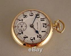 114 YEARS OLD HAMILTON 946 23j 10kGOLD FILLED OPEN FACE 18sRAILROAD POCKET WATCH