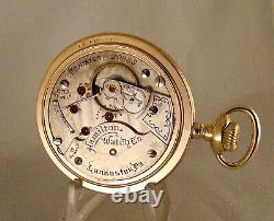 126 YEARS OLD HAMILTON 934 17j 10k GOLD FILLED OPEN FACE 18s POCKET WATCH