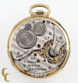 14K Yellow Gold Hamilton Antique Open Face Pocket Watch Gr 917 Size 10 17 Jewel