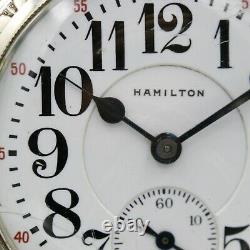 14k White Gold 1915 Hamilton 21 Jewel RAILROAD Grade 992 Pocket Watch Large 16s