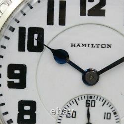 14k White Gold 1929 Hamilton 21 Jewel RAILROAD Grade 992 Pocket Watch Large 16s