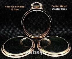 16 Size Bar Over Crown Mint Rose Gold Plated Pocket Watch Display Case