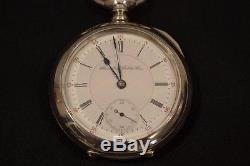 1894 Hamilton 938 Grade 18s 2 Star Pocket Watch w Sterling Silver Case & Chain