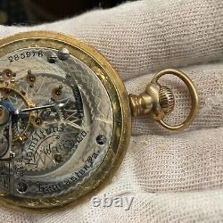 1905 Hamilton Grade 925 18S 17J Gold Filled Pocket Watch NR