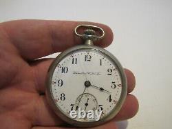 1905 Hamilton Pocket Watch Grade 924 Model 1 Size 18s 17j Works Nickel Silver
