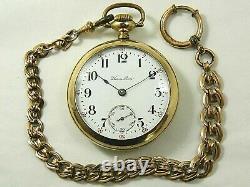 1906 Hamilton 924 grade 18S Gold Filled 17J Pocket Watch & Antique Chunky Chain