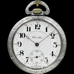 1913 HAMILTON 17 Jewel Pocket Watch RR Style Grade 974 Large 16s Silver Color