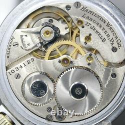 1913 HAMILTON 17 Jewel Pocket Watch RR Style Grade 974 Large 16s Silver Color