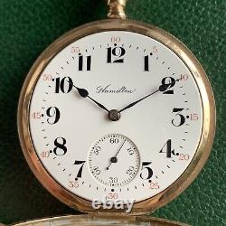 1913 Hamilton Grade 974 16S 17 Jewels Gold Filled Pocket Watch Serviced