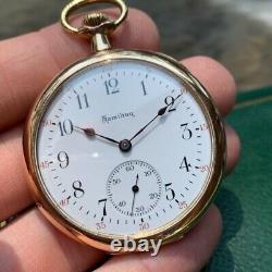 1915 Hamilton Grade 910 12S 17 Jewels Pocket Watch Matching Box & Guarantee