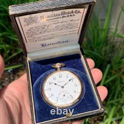 1915 Hamilton Grade 910 12S 17 Jewels Pocket Watch Matching Box & Guarantee