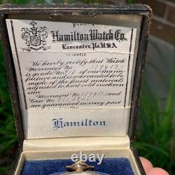 1915 Hamilton Grade 910 12S 17 Jewels Pocket Watch Matching Box & Guarantee