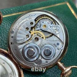 1915 Hamilton Grade 910 12S 17 Jewels Pocket Watch Matching Box & Guarantee