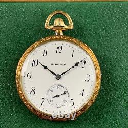 1916 Hamilton Grade 914 12S 17 Jewels Gold Filled Pocket Watch Serviced