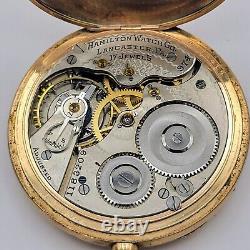 1916 Hamilton Grade 974 16S 17 Jewels Gold Filled Pocket Watch Running