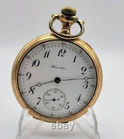 1916 Hamilton Grade 974 16S 17 Jewels Gold Filled Pocket Watch Running