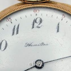 1916 Hamilton Grade 974 16S 17 Jewels Gold Filled Pocket Watch Running