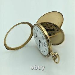 1918 Hamilton 14K Gold 23J Adj 5 Pos OF Pocket Watch Model 1 12s #1831472 Runs