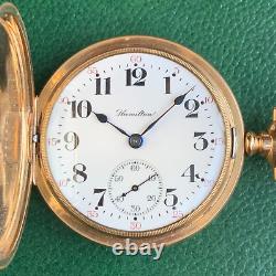 1919 Hamilton Grade 975 16S 17J Gold Filled Hunter Case Pocket Watch Serviced