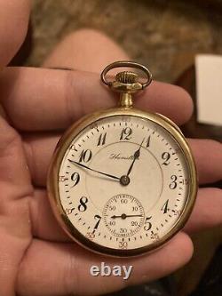 1920 Hamilton Grade 914 size 12s 17J Open Face Pocket Watch 14k GF Not Running