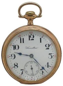 1920s Antique Hamilton Fahys 972 Railroad Pocket Watch 17 Jewels Dome Display