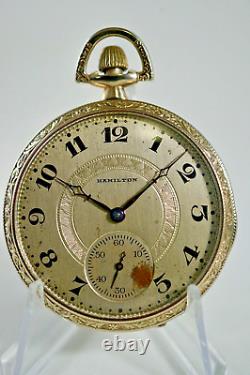 1922 Hamilton Grade 910 Model 1 17 Jewels 12 Size White GF Pocket Watch Runs