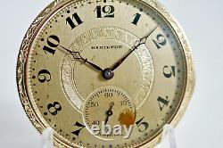 1922 Hamilton Grade 910 Model 1 17 Jewels 12 Size White GF Pocket Watch Runs