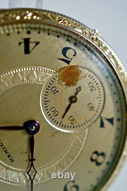 1922 Hamilton Grade 910 Model 1 17 Jewels 12 Size White GF Pocket Watch Runs