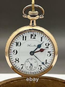 1923 Hamilton 950 Model 3. Double Hour 14k Y. Pocket Watch Case. 16s, 23j. Nice