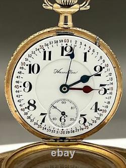 1923 Hamilton 950 Model 3. Double Hour 14k Y. Pocket Watch Case. 16s, 23j. Nice