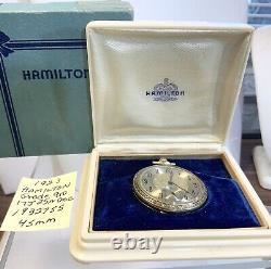 1923 Hamilton White Gold Filled Pocket Watch 17J Runs 1932755 45mm
