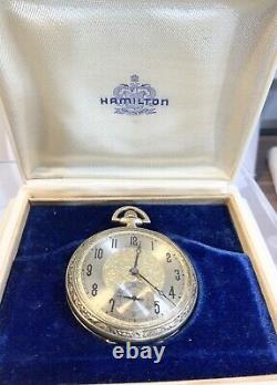 1923 Hamilton White Gold Filled Pocket Watch 17J Runs 1932755 45mm
