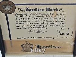 1924 912 Hamiton Railroad Watch With Papers