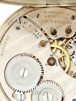 1925 HAMILTON 17J 12s Gr 912 Open Face 14k Gold Filled Pocket Watch Runs