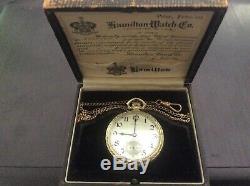 1925 Hamilton, Grade 922 23J SOLID 14K gold signed case with original box