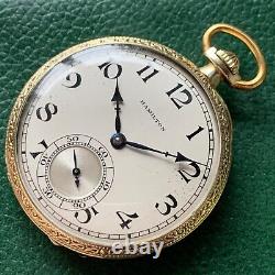 1926 Hamilton Grade 912 12S 12S 14K Gold Filled Pocket Watch Serviced