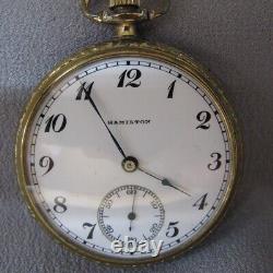 1926 Hamilton Grade 974 16s 17j Open Face GF Pocket Watch AS IS SPECIAL C727