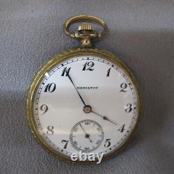 1926 Hamilton Grade 974 16s 17j Open Face GF Pocket Watch AS IS SPECIAL C727